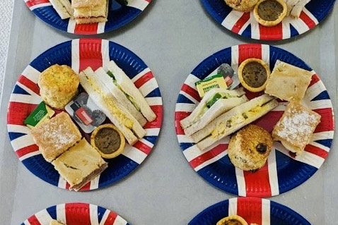 Coronation party food by the Whistling Teapot cafe