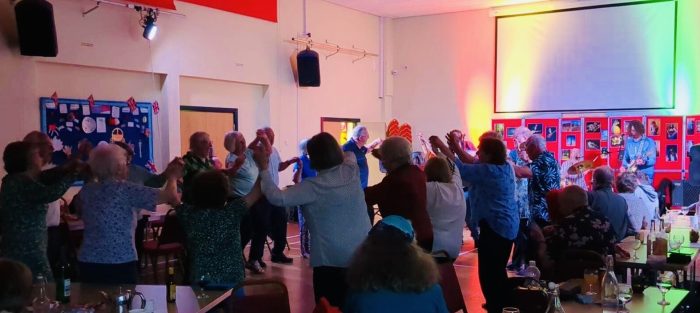 The audience dancing